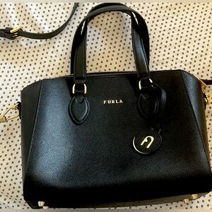 Furla Black Leather Top Handle Bag